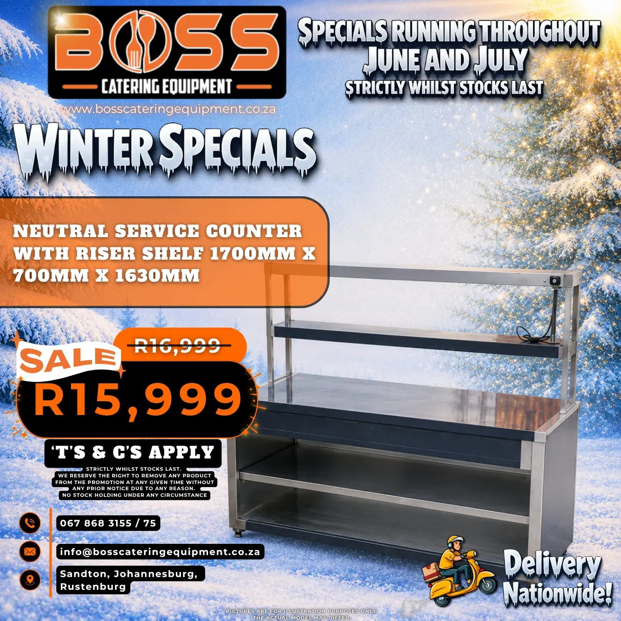 Neutral Service Counter With Riser Shelf 1700mm X 700mm X 1630mm