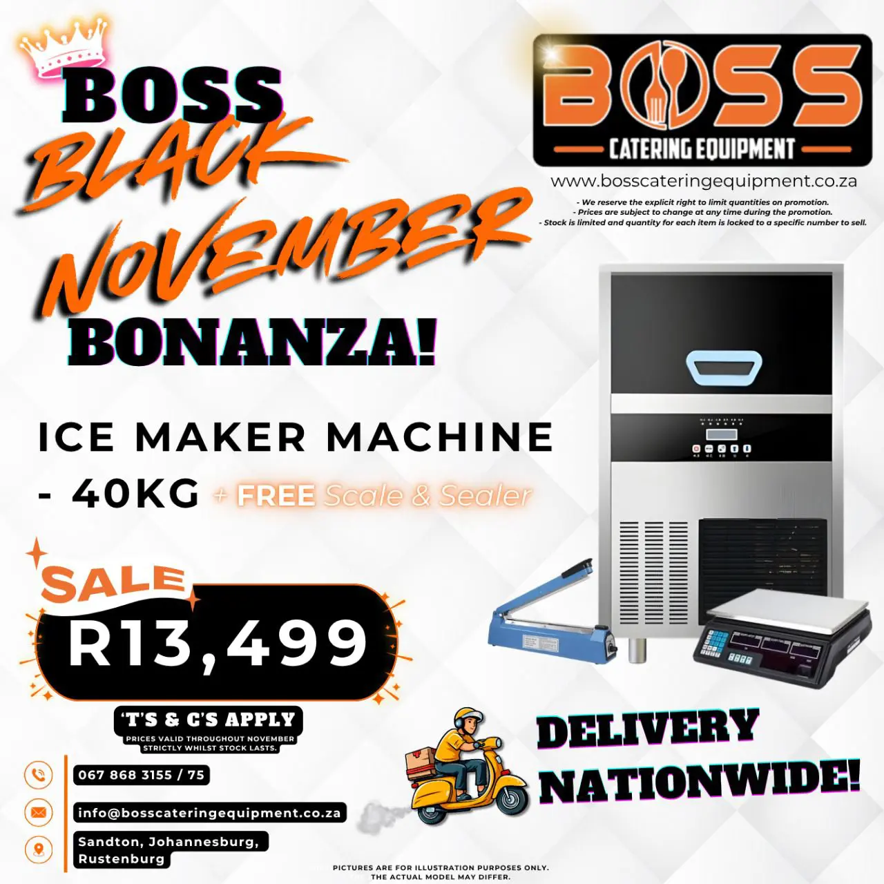 Ice Maker Machine 40kg (Bin Included) - *BLACK FRIDAY* - (FREE SCALE + SEALER)