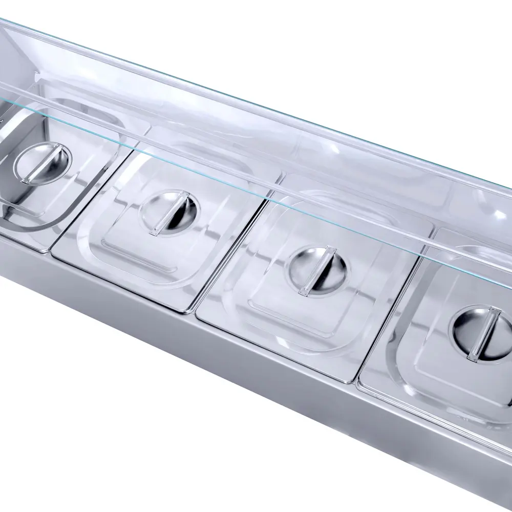 5 Divison Electric Bain Marie With Glass / Sneeze Guard (Table Top) - Image 2