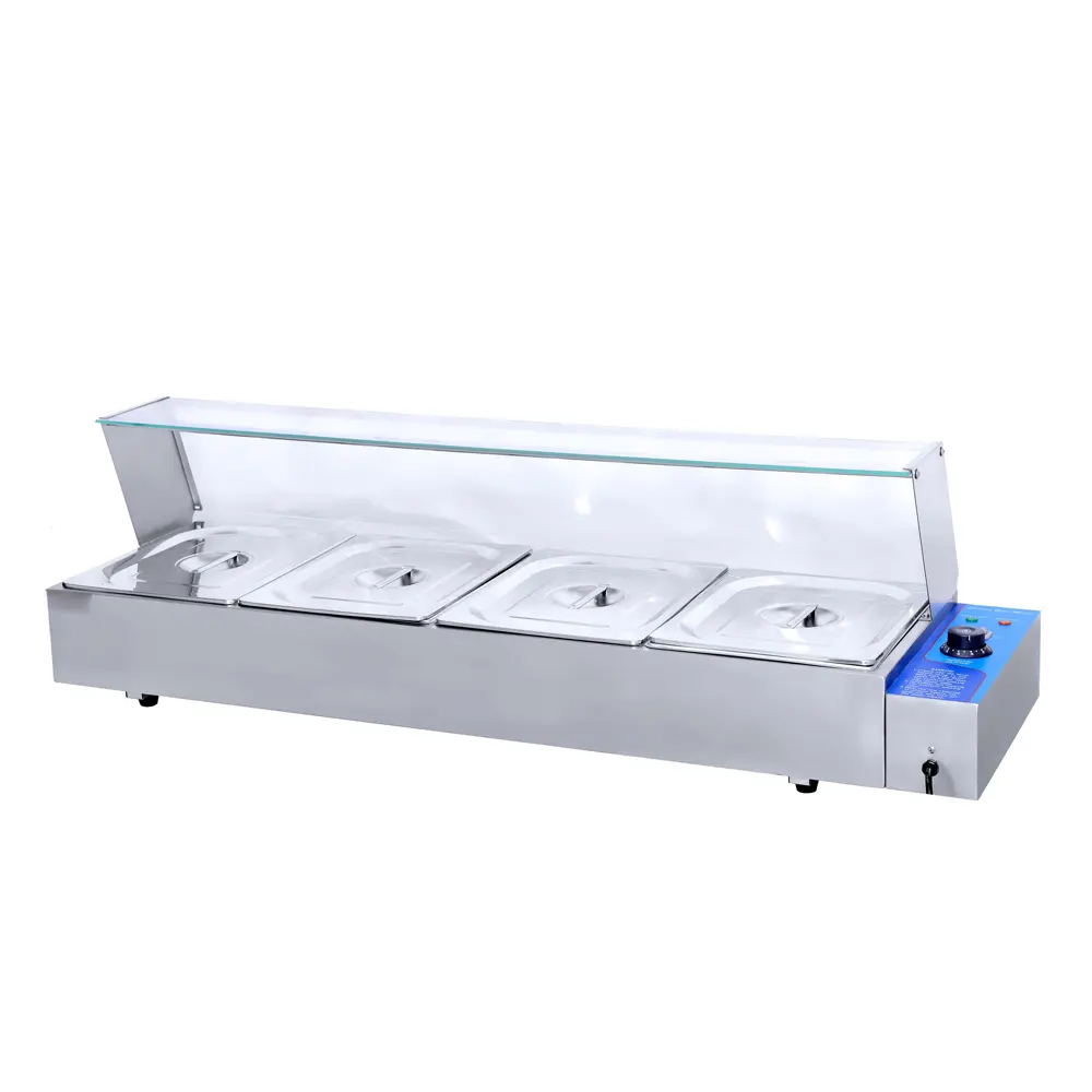 4 Divison Electric Bain Marie With Glass / Sneeze Guard (Table Top)