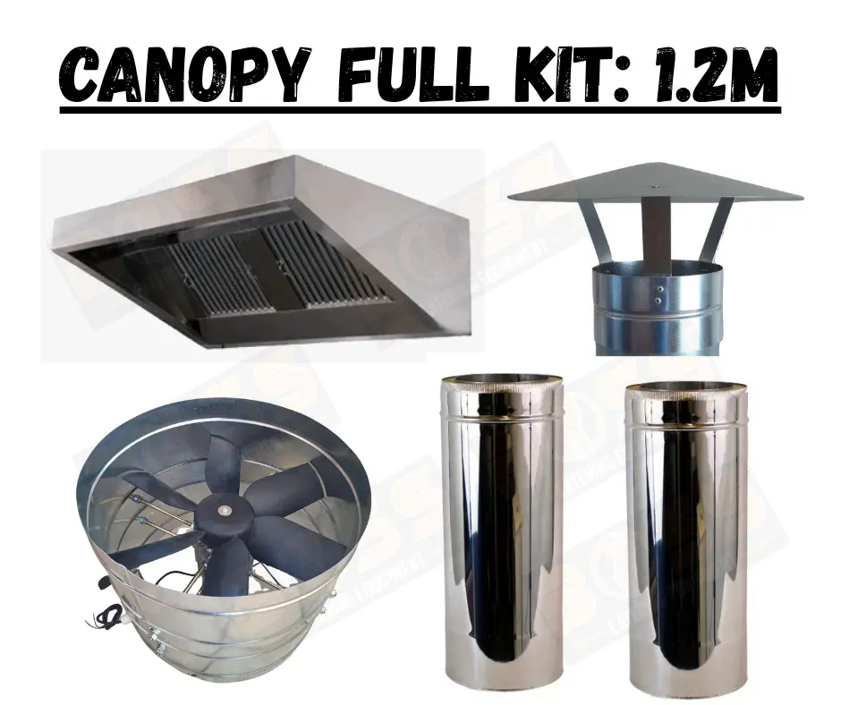 Complete Galvanised Extractor Canopy Kit - 1.2m