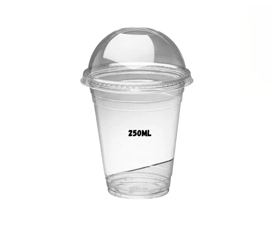 250ML Plastic Cups With Lids For Slush, Juices, Smoothies Etc