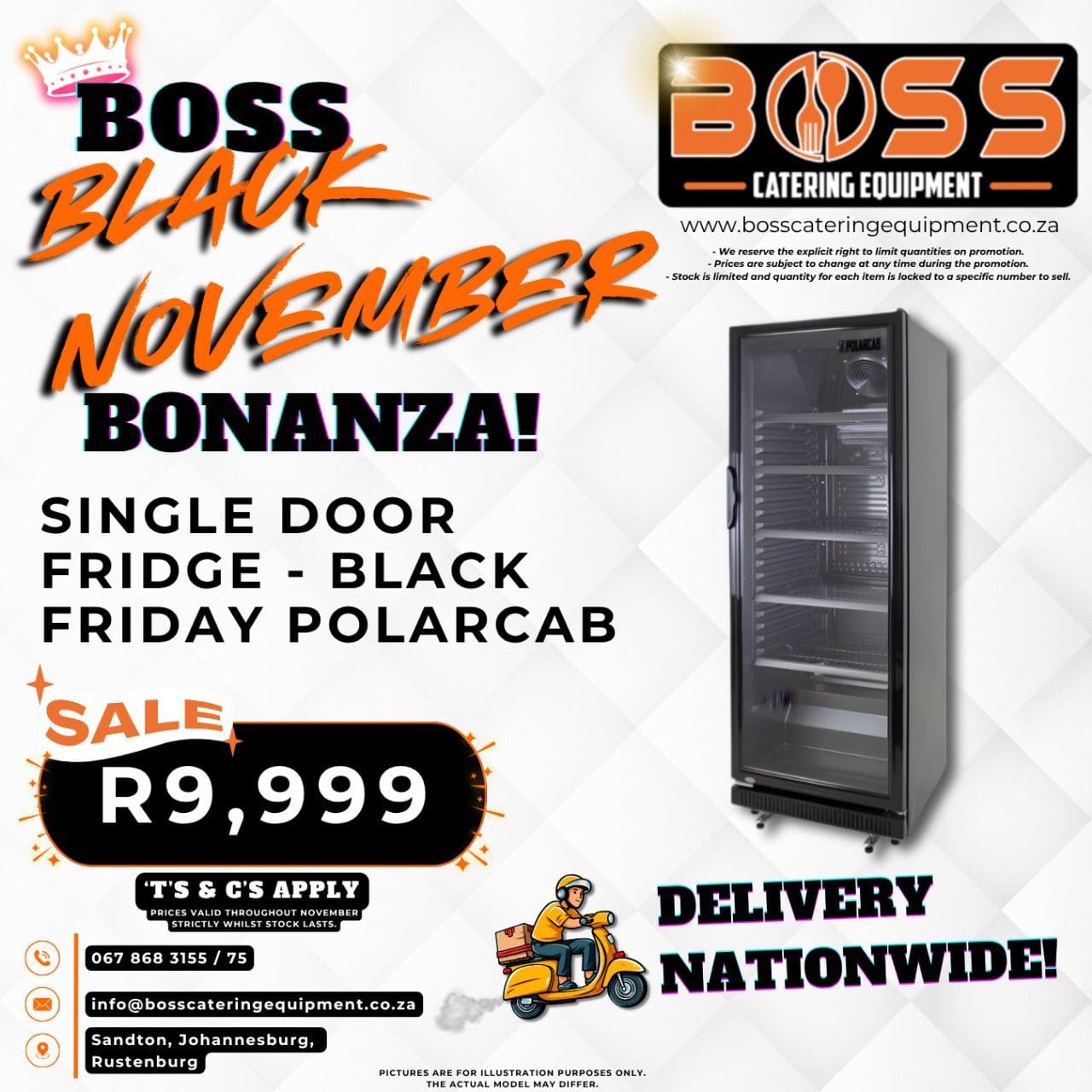 POLARCAB Black Single Door Display Fridge - *BLACK FRIDAY*