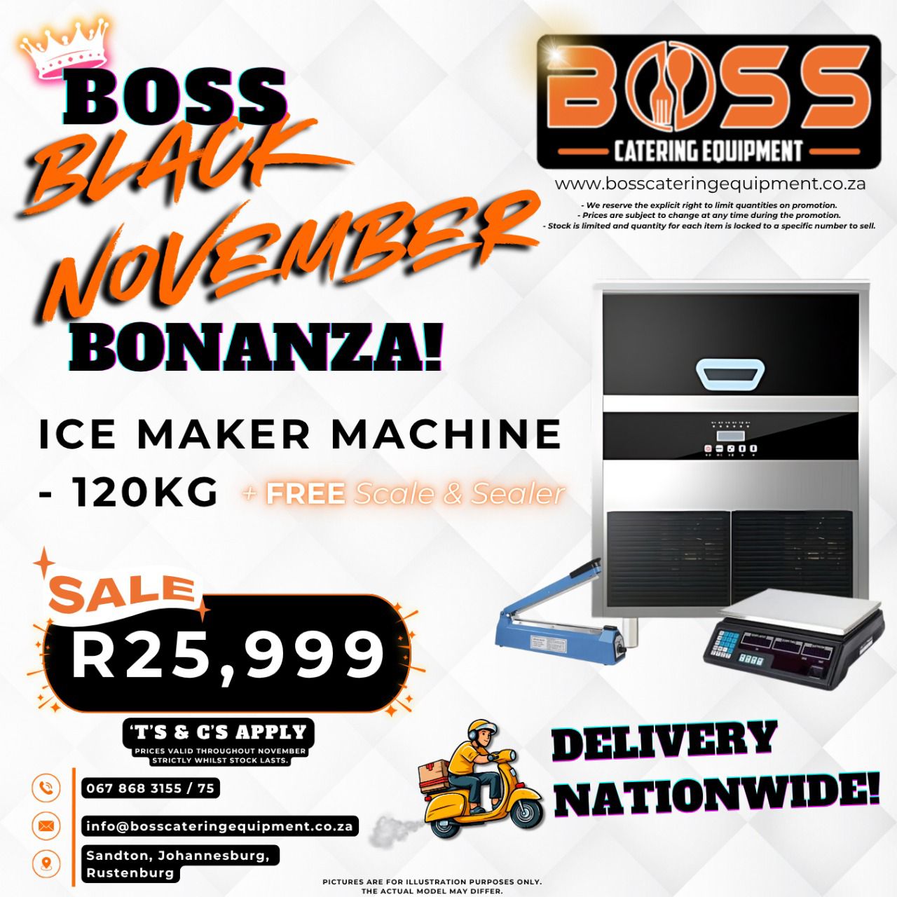 Ice Maker Machine 120kg (Bin Included) - *BLACK FRIDAY* - (FREE SCALE + SEALER)