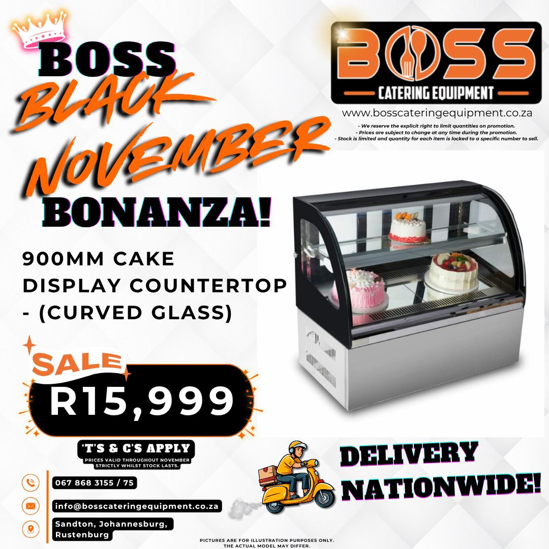 Countertop Cake Display Fridge Curved 900mm - *BLACK FRIDAY*