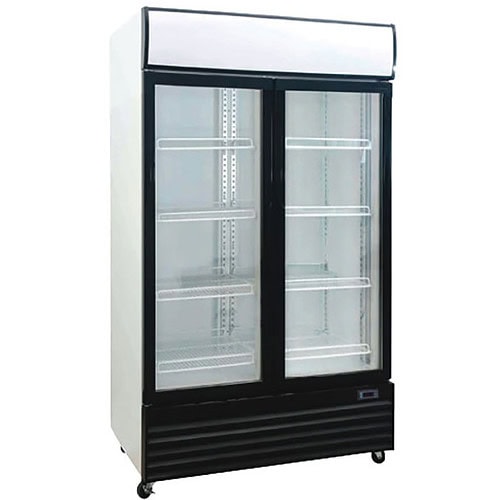 Double Door Display Fridge - Hinged Doors - Boss Catering Equipment