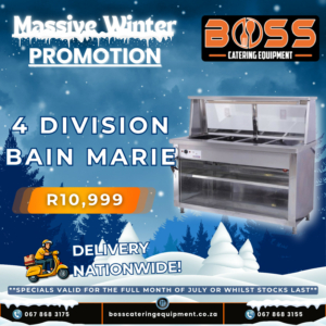 4 Division Bain Marie With Glass (Floor Standing) *WINTER SPECIAL*
