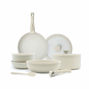 VIRAL 12-Piece Non-Stick Cookware Set With Detachable Handles – VANILLA CREAM