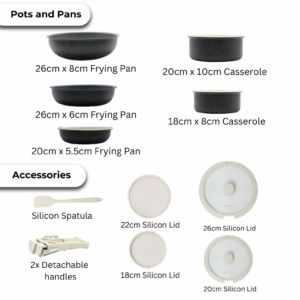 VIRAL 12-Piece Non-Stick Cookware Set With Detachable Handles – VANILLA CREAM - Image 2